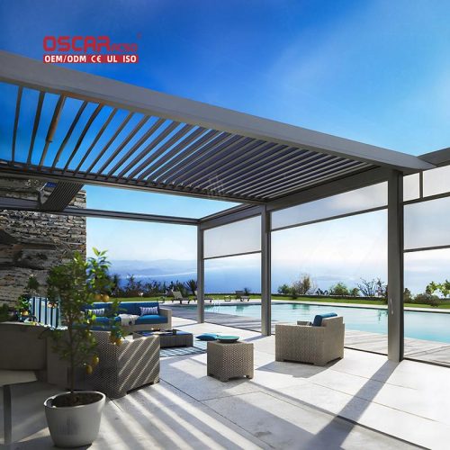 Hot Sale Factory Direct Electric Louvered Smart Motorized Outdoor Aluminium Gazebo Garden Patio Poolside Retractable Pergola