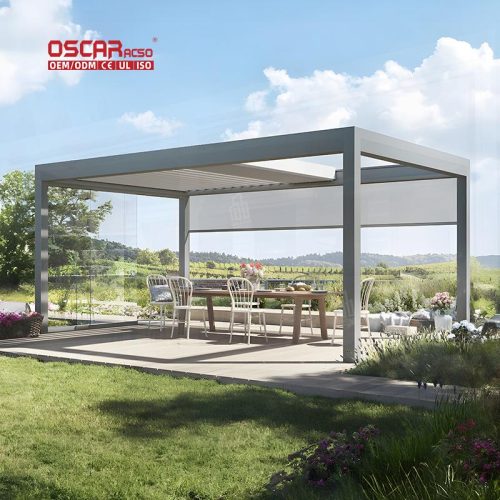 Louvered Roof Luxury Restaurant Heat insulating Bioclimatic Pergola Ideal Outdoor Party Patio Gathering Retractable Pergola