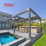 4X4 5X5 6X6 Motorized Retractable Aluminum Frame Fabric Roof Systems Garden Patio Backyard Pergola Awning Retractable Pergola