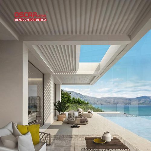 High - Quality Waterproof Electric Folding Louvered Canopy Gazebo Outdoor Living Patio Garden Balcony Sale Retractable Pergola