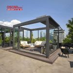 Louver Bioclimatic Pergola with Led Light Patio Garden Backyard Smart Adjustable Shading Outdoor Structure Retractable Pergola