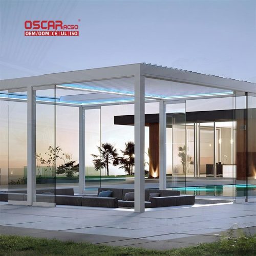 Retractable 5M 4M 3M Aluminum Waterproof Awning with Acrylic Fabric Unique Design Balcony Patio Garden Retractable Pergola