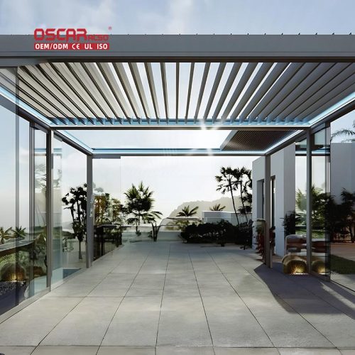 Durable Anti - Corrosion Uv Resistant Modern Wpc Outdoor Landscape Pavilion Garden Patio Backyard Retractable Pergola