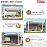Modern New Design Aluminium Gazebos with Led Light Customisable Garden Patio Backyard Retractable Pergola