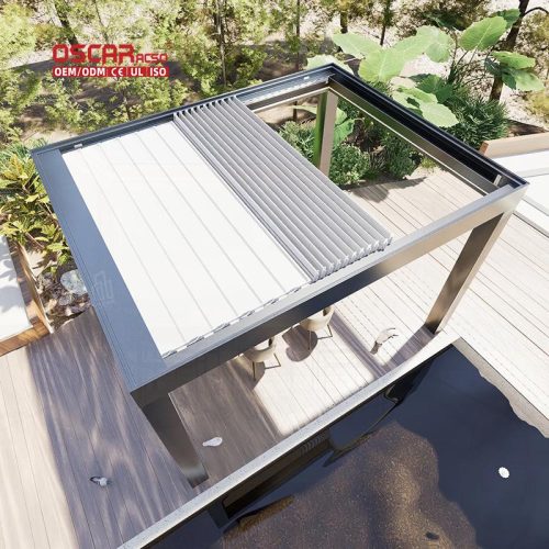 Retractable 5M 4M 3M Aluminum Waterproof Awning with Acrylic Fabric Unique Design Balcony Patio Garden Retractable Pergola