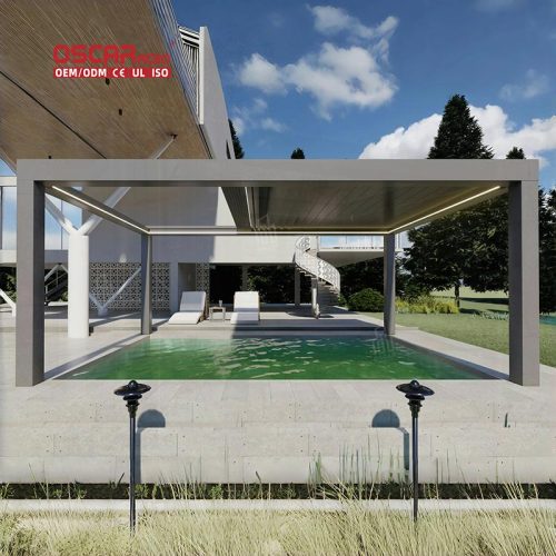 Louver Bioclimatic Pergola with Led Light Patio Garden Backyard Smart Adjustable Shading Outdoor Structure Retractable Pergola