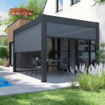 Luxuria Wall - Recessed Retractable Smart Stackable Hardtop Roof Pergola Awning Tent Garden Patio Balcony Retractable Pergola