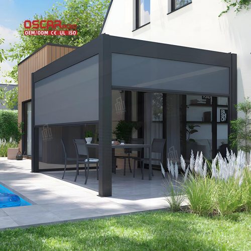 Motorized Waterproof Aluminium Louvered Pergola Garden Patio Poolside Ideal Custom Bioclimatic Structure Retractable Pergola