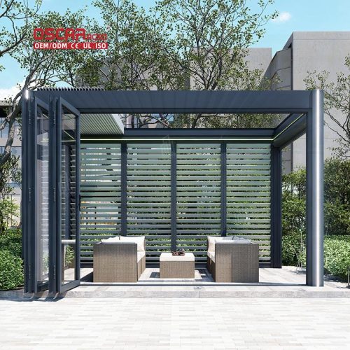 Retractable Waterproof Aluminium Louver Roof Garden Balcony Modern Alloy Structure Suitable Patio and Yard Retractable Pergola