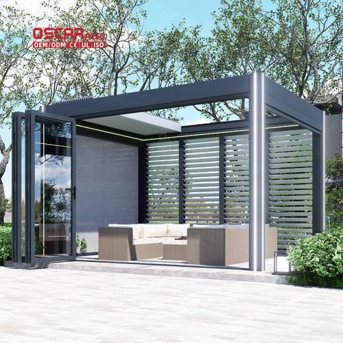 Hot Sale Factory Direct Electric Louvered Smart Motorized Outdoor Aluminium Gazebo Garden Patio Poolside Retractable Pergola