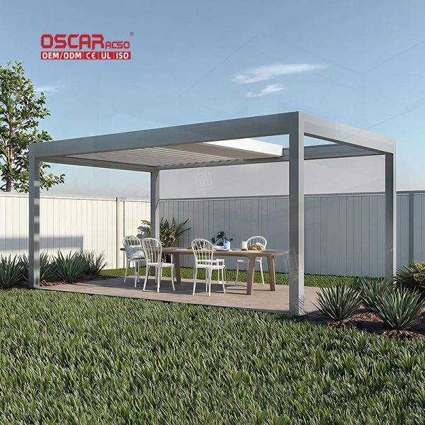 3X4M Outdoor Electric Aluminum Pergola Balcony Gazebo Pool Bioclimatic Shading Protection Retractable Pergola
