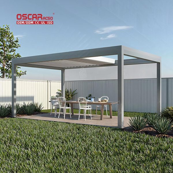 Adjustable Waterproof Motorized Aluminium Louvered Roof Pergola Bioclimatic Sustainable Garden Patio Balcony Retractable Pergola