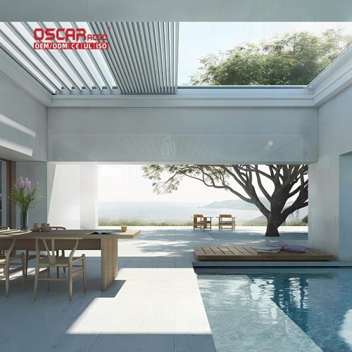 Waterproof Motorized Louvered Outdoor Structure Garden Patio Backyard Retractable Pergola