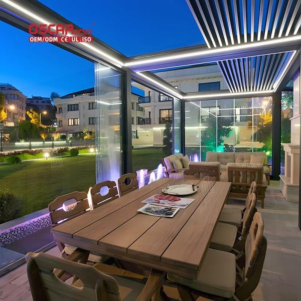 Customizable Size Waterproof Aluminium Motorized Patio Shade Garden Backyard Poolside Outdoor Shelter Retractable Pergola