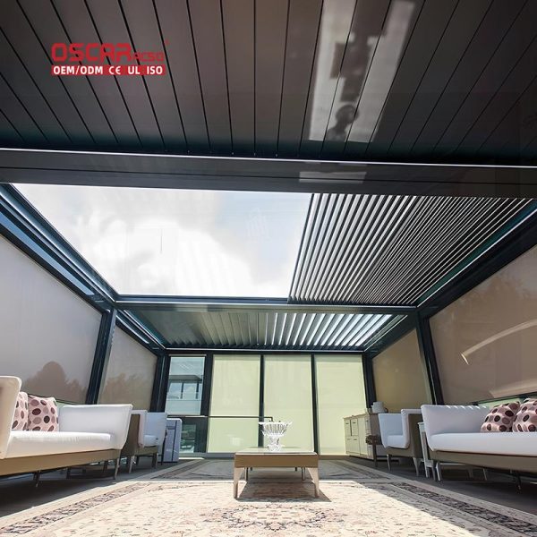 Bioclimate Aluminum Rooftop Windowed Pergola with Adjustable Ventilation Ideal Garden Patio Balcony Retractable Pergola