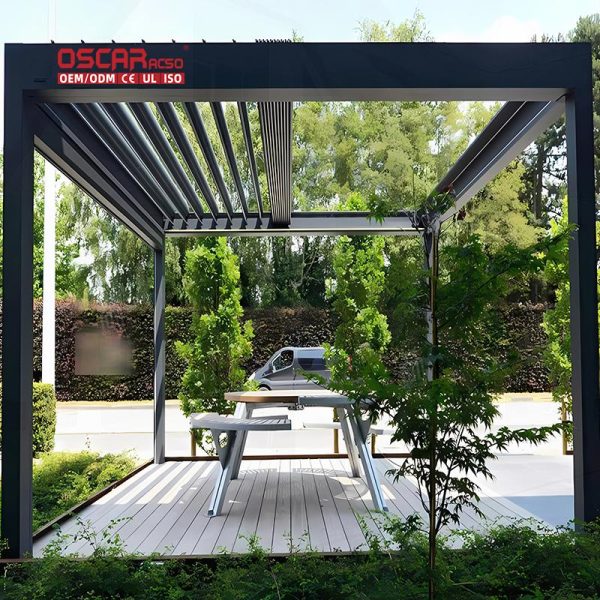 Aluminium Pergola with Remote Control European Style Outdoor Shading Garden Party Courtyard Relaxing Retractable Pergola