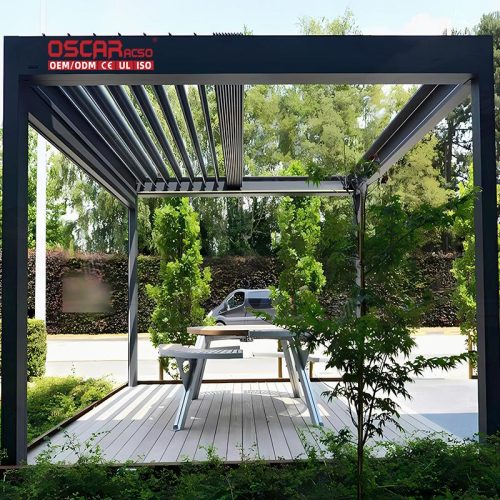 Garden Yard Terrace Roof Event Waterproof Adjustable Bioclimatic Louvered Aluminum Gazebo Pergola Awning Retractable Pergola