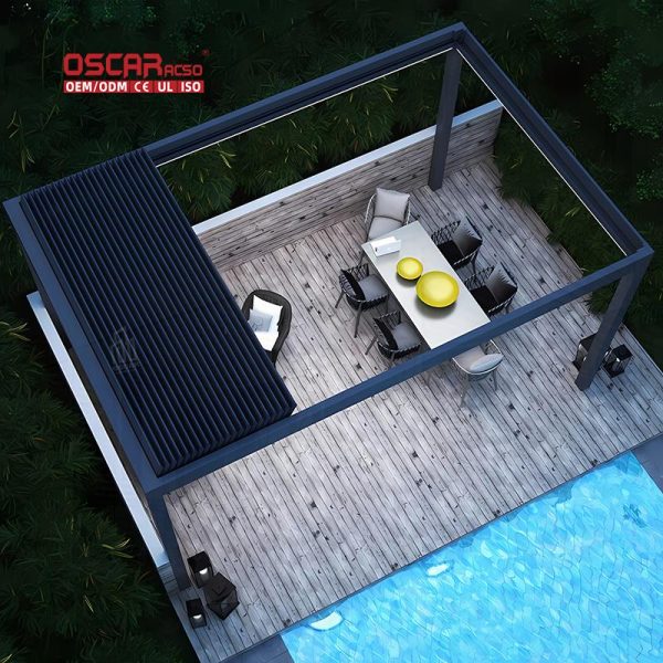 with Led Light Patio Garden Backyard Energy – Saving Weather – Resistant Outdoor Shelter Outdoor Pavilion Retractable Pergola