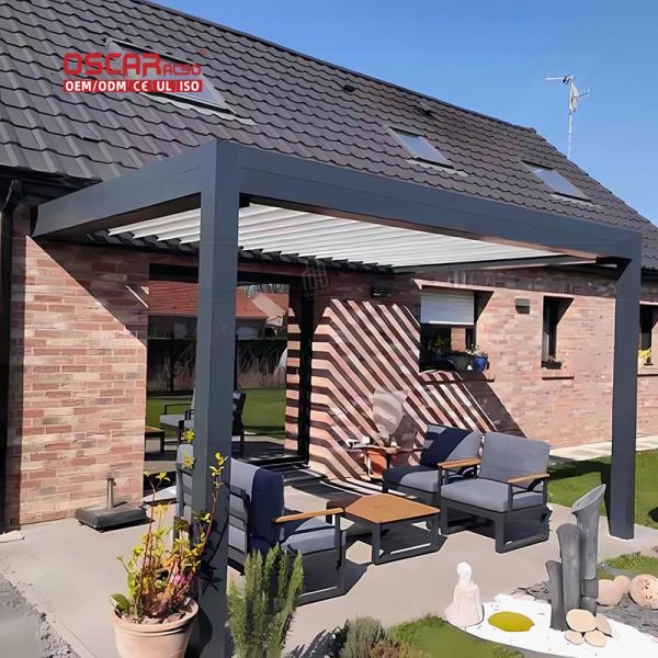 Aluminum Bioclimate Pergola with Roof Top Window Ideal Garden Patio Balcony Outdoor Retractable Pergola