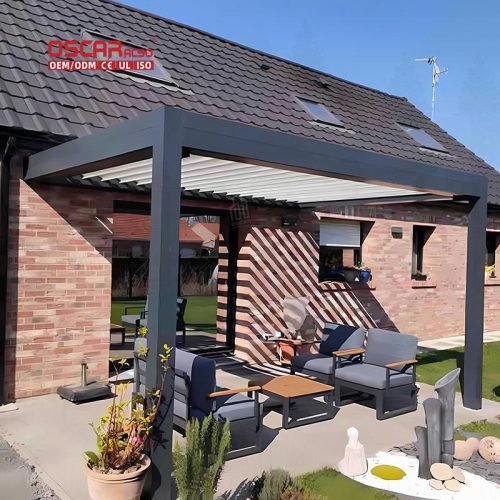 3X3 Garden Gazebo Bioclimatic Aluminium Automatic Pergola Roof System Suitable For Outdoor Backyard Patio Retractable Pergola