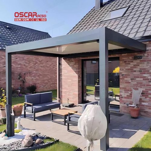 Weather - Resistant Light - Filtering Backyard Shade Screens Patio Outdoor Garden Aluminium Louvered Blinds Retractable Pergola
