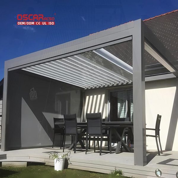Set with Sun Shading and Ventilation Functions Stylish Modern Outdoor Patio Garden Backyard Relaxing Retractable Pergola