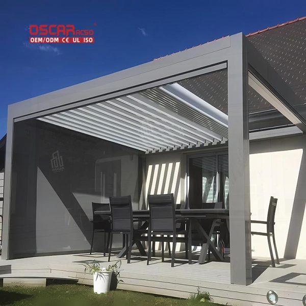 Outdoor Motorized Adjustable Aluminum Sun Shade Garden Patio Poolside Retractable Pergola