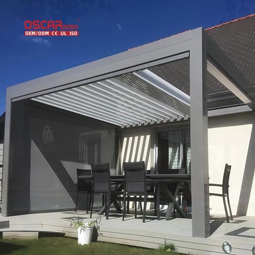 Popular Manual & Motorized Waterproof Aluminium Outdoor Louvered Pergola Garden Patio Backyard Retractable Pergola