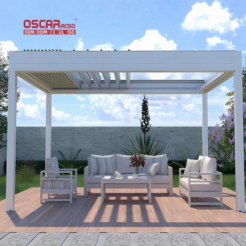 Outdoor Adjustable Aluminum Louvre Roof Kit Garden Patio Balcony Shading Ventilating Retractable Pergola