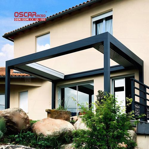 Electric Opening Waterproof Louvered Roof Garden Patio Balcony Outdoor Bioclimatic Structure Retractable Pergola