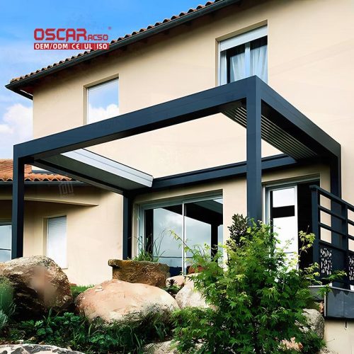 Aluminum Metal Frame Waterproof Louvered Outdoor Shading Adjustable Garden Patio Yard Pergola Retractable Pergola