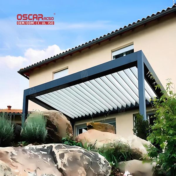 3X4 Adjustable Aluminium Alloy Louver Cover with Sunshade Patio Garden Deck Retractable Pergola