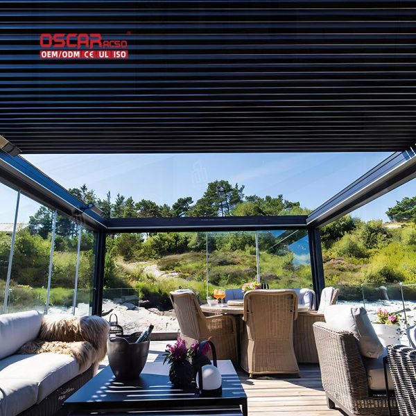 3X3 Garden Bioclimatic Aluminium Automatic Pergola Roof System Backyard Patio Lawn Retractable Pergola