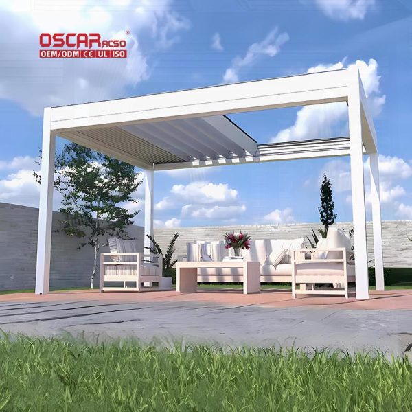 3X6M Rainproof Motorised Aluminum Louvered Sunshade Garden Patio Balcony Retractable Pergola