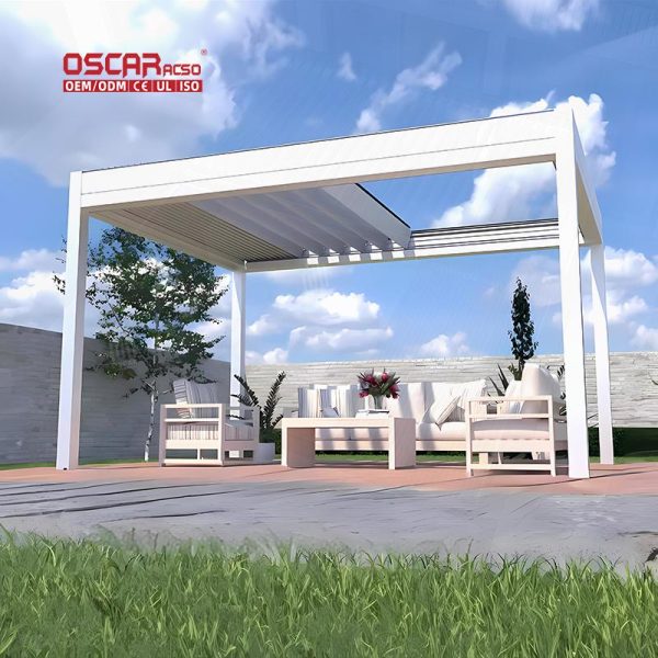 – Duty Waterproof Aluminium Pergola and Patio Gazebo with Motorized Roof System Garden Balcony Backyard Retractable Pergola