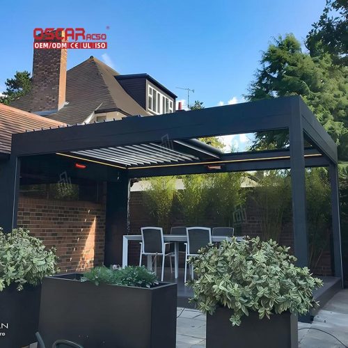 Structure with Sunshade and Ventilation Function Stylish Modern Design Patio Garden Restaurant Turkey Retractable Pergola