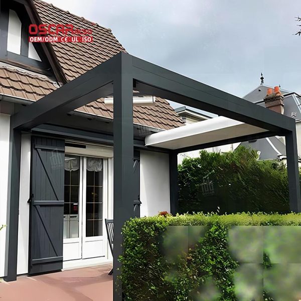 Flat Louver Roof System with Rgb Light Garden Patio Balcony Eco – Friendly Gazebo – Like Pergola Retractable Pergola