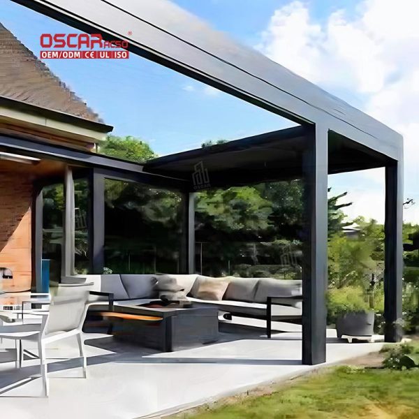 Automatic Louvre Roof Outdoor Gazebo with Eco – Friendly Feature Garden Patio Backyard in Europe Retractable Pergola