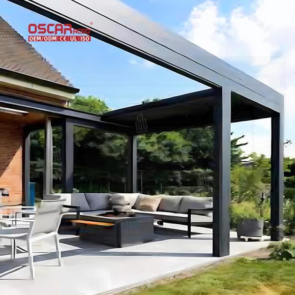 Automatic Outdoor Patio Bioclimatic Aluminium Arches with Opening Louvred Roof Garden Backyard Terrace Retractable Pergola