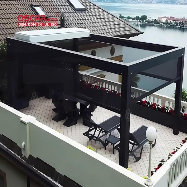 Hot Sale Waterproof Retractable Aluminum Louvered Patio Cover Backyard Garden Outdoor Retractable Pergola