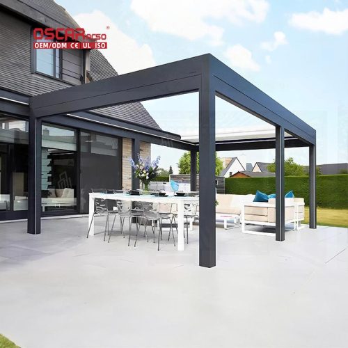 Free Standing Motorized Aluminum Louvered Outdoor Shading Structure Garden Poolside Backyard Retractable Pergola
