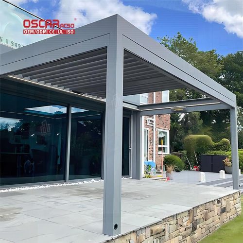 Outdoor Patio Roof Louvers with Adjustable Canopy Garden Backyard Balcony Aluminum Pergola Systems Retractable Pergola