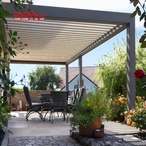 Outdoor Waterproof Electric Louvered Roof Covers Bioclimatic Aluminum Roof Systems Garden Patio Backyard Retractable Pergola