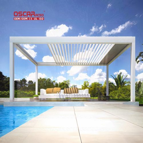 Ventilation & Uv - Resistant Bioclimate Rooftop Patio Outdoor Aluminum Shade Structure Garden Lawn Balcony Retractable Pergola