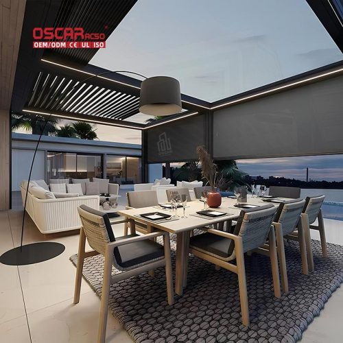 Durable Foldable Aluminium Shade Screens Backyard Patio Balcony Outdoor Spaces Retractable Pergola