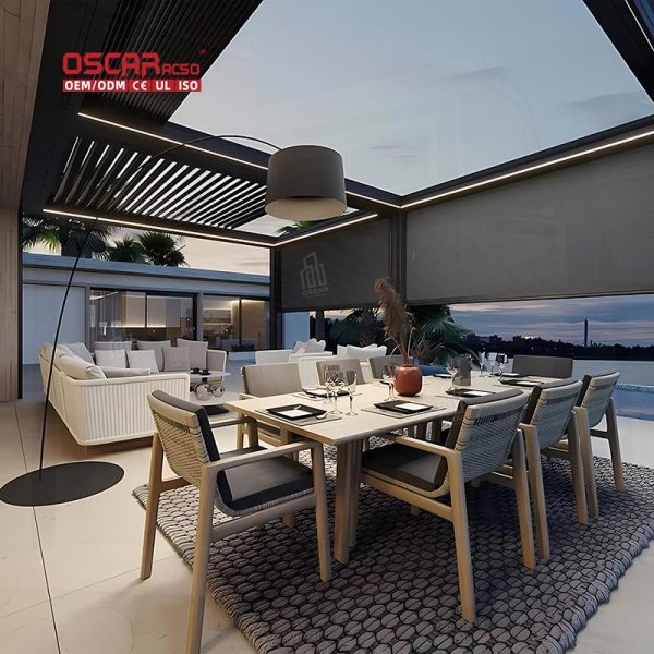 Durable Foldable Aluminium Shade Screens Backyard Patio Balcony Outdoor Spaces Retractable Pergola