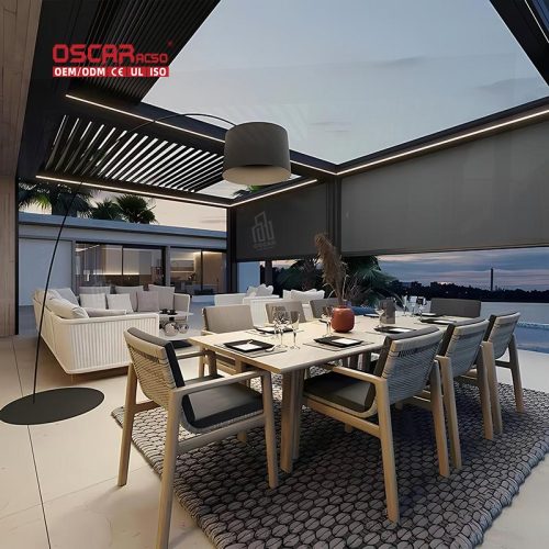 Smart Energy Pergola with Led Lighting Heat - Resistant Weatherproof Outdoor Patio Garden Backyard Decor Retractable Pergola