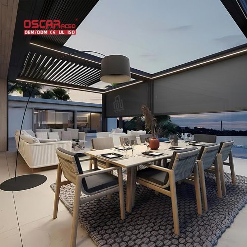 Energy Pergola with Led Lighting Patio Garden Balcony Energy - Saving Light - Equipped Outdoor Structure Retractable Pergola