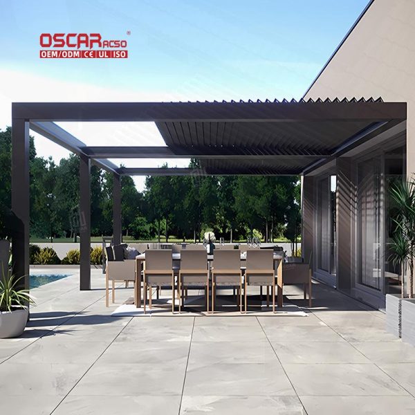 Aluminum Pergola 4X6M Set Adjustable Ventilation Modern Design Outdoor Patio Garden Backyard Shading Retractable Pergola