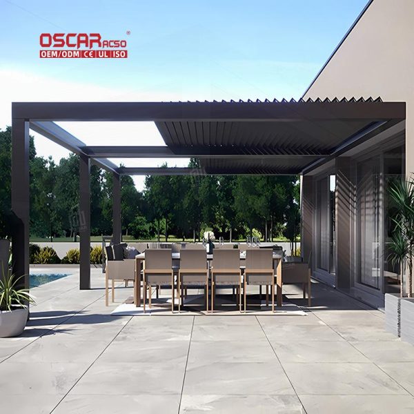 Outdoor Sunshade Aluminum Louvre Roof Modern Bioclimatic Structure 3X3 3X4 4X4 Garden Patio Backyard Retractable Pergola